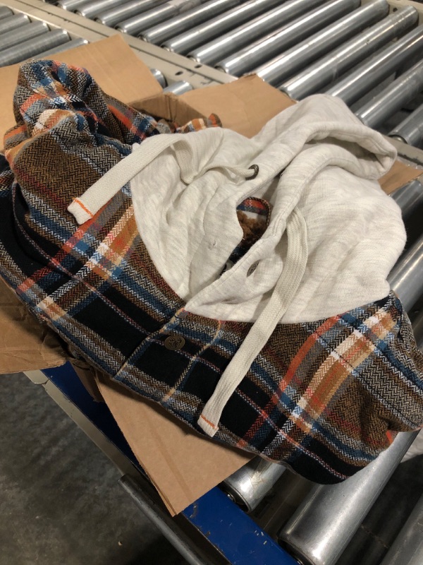 Photo 1 of Legendary Whitetails Men's Camp Night Berber Lined Hooded Flannel Shirt Jacket Arrowood Barnwood Plaid XLT Extr Large Tall
