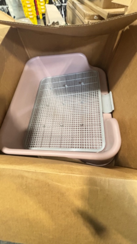 Photo 2 of [PS Korea] Indoor Dog Potty Tray – with Protection Wall Every Side for No Leak, Spill, Accident - Keep Paws Dry and Floors Clean (Pink) Tray Only Pink