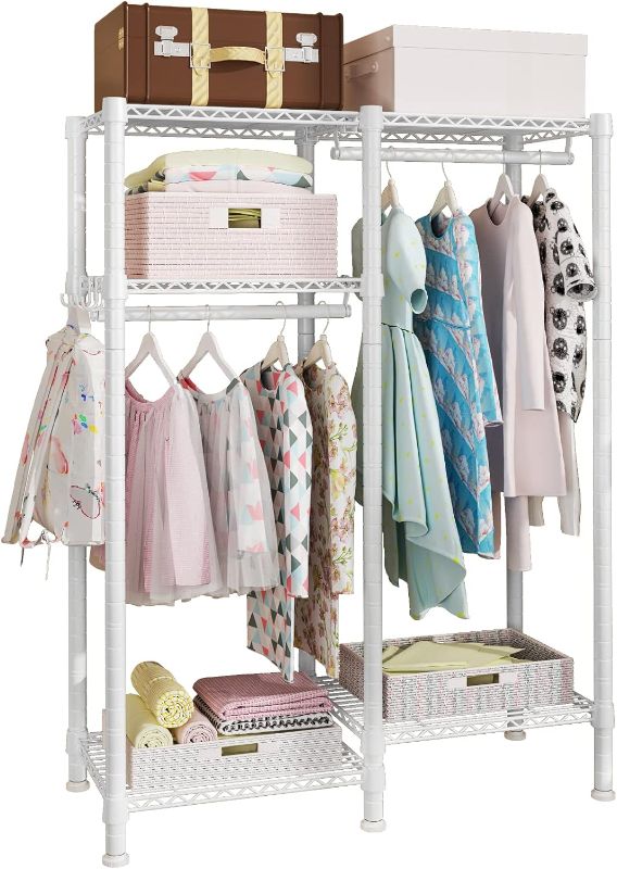 Photo 1 of  Heavy Duty Clothes Rack, Tiers Metal Freestanding Garment Rack, Expandable Closet Organizers and Storage 