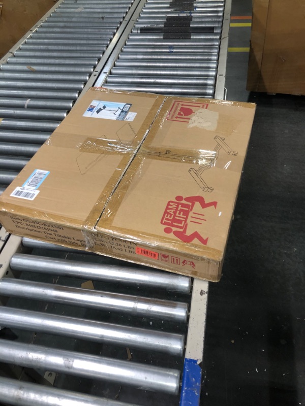 Photo 1 of SHW Tim Rolling Adjustable Laptop Cart with Tilting Desktop and Side Shelf, Black Tiltable Desktop Black