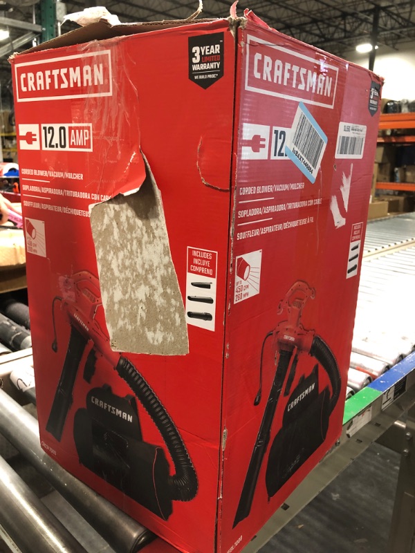 Photo 3 of ***FOR PARTS ONLY***

Craftsman 3-in-1 Leaf Blower, Leaf Vacuum and Mulcher, Up to 260 MPH, 12 Amp, Corded Electric (CMEBL7000)