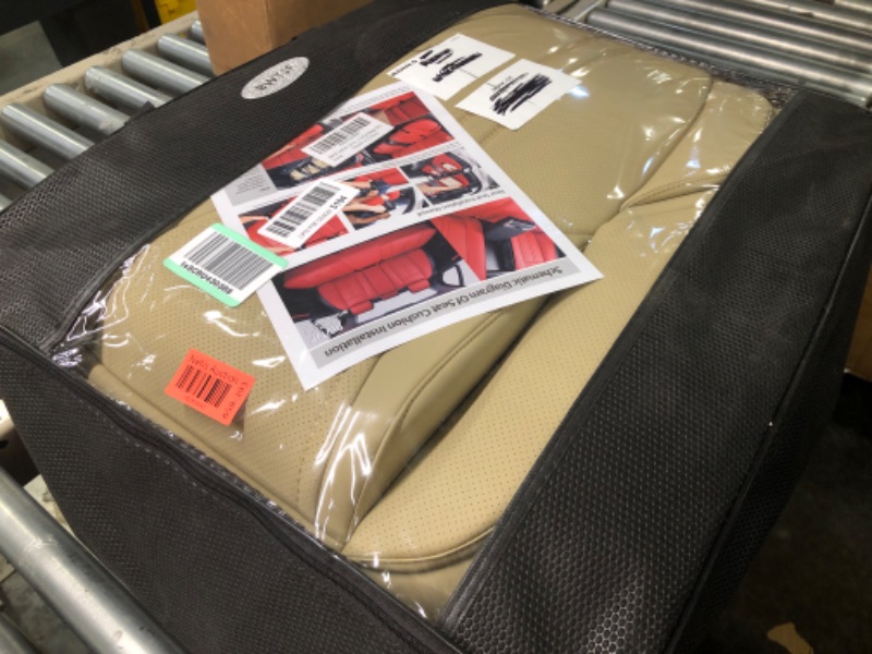 Photo 1 of BWTJF Car Seat Covers Full Set, Front and Rear Seat Covers for Cars, Waterproof Leather Auto Seat Protectors Car Interior Accessories, Car Seat Cushions Fit for Most Sedans SUV Pick-up Truck, Beige Beige Full Set