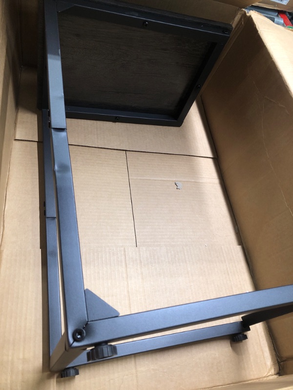 Photo 1 of VASAGLE C-Shaped End Table, Side Table for Sofa, Couch Table with Metal Frame, Small TV Tray Table for Living Room, Bedroom, Ebonized Oak Finish and Black Ebonized Oak Finish + Black