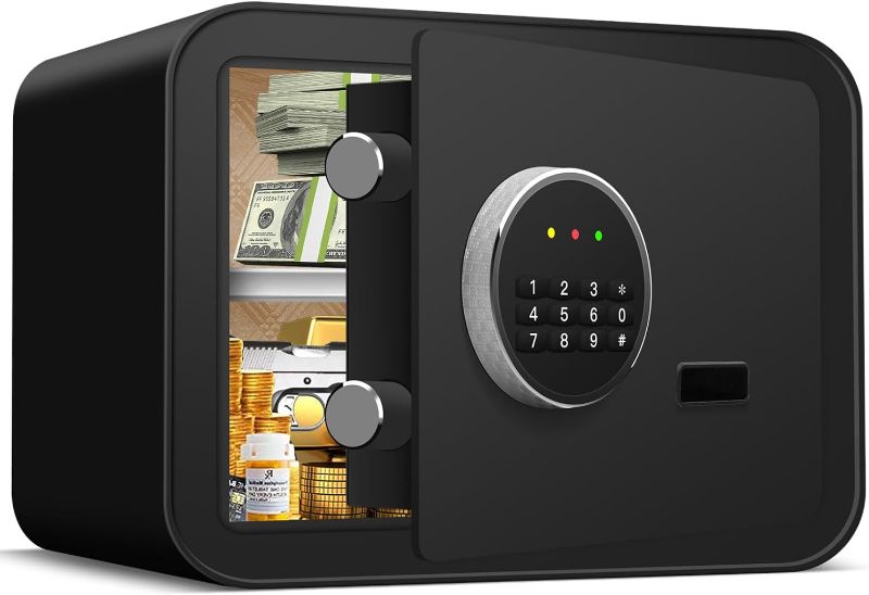 Photo 1 of 1.0 Cu ft Safe Box, Home Safe, Digital Home Security Safe Box with KEYS & NUMERIC KEYPAD, Personal Safe for Home Documents, Money Jewelry, Valuables