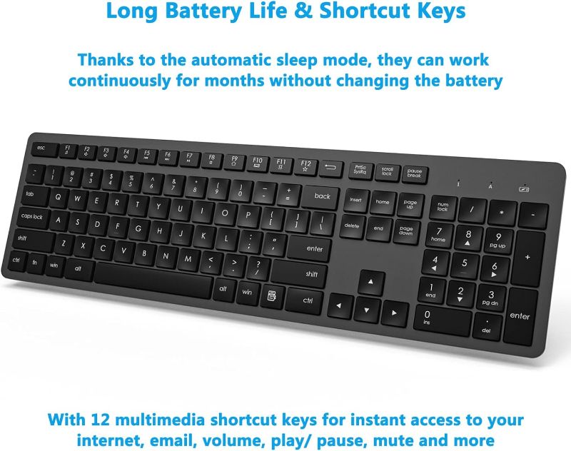 Photo 1 of ***MISSING MOUSE*** Wireless Keyboard and Mouse Combo, 2.4G USB Full-Size Wireless Mouse and Keyboard Combo, External Silent Computer Cordless Keyboard Mouse Set Numeric Keypad for Laptop PC Windows Mac Desktop (Black)
