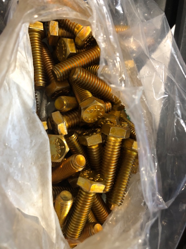 Photo 2 of 3/8-16 x 7-1/2 inch Made in USA Hex Cap Screw Grade 8 Zinc Yellow Plated Steel (Quantity: 10 pcs) 3/8-16 x 7 1/2 Hex Bolt/Coarse Thread/Partially Threaded 1.25 inches of Thread
