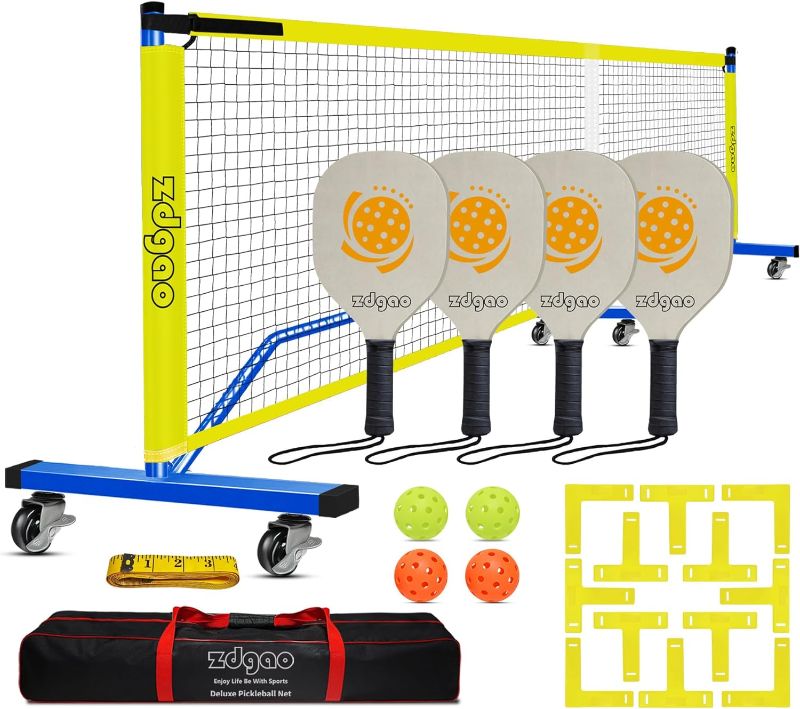 Photo 1 of **MISSING PADDLES** Zdgao Pickleball Set with Net and Paddles for Driveway Backyard, 22 FT Regulation Size Pickleball Net, 4 Pickleball Paddles, Outdoor Pickleballs and Potable Carry Bag