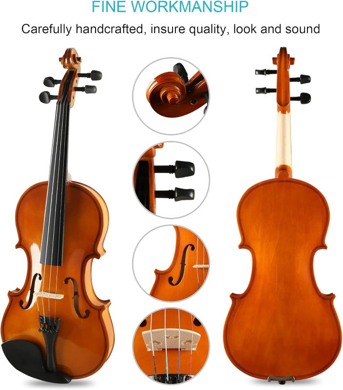 Photo 2 of DEBEIJIN Adults Kids Violin - Premium Violin for Kids Beginners - Ready To Play 4/4 Violin - Handcrafted Student Beginner Violin