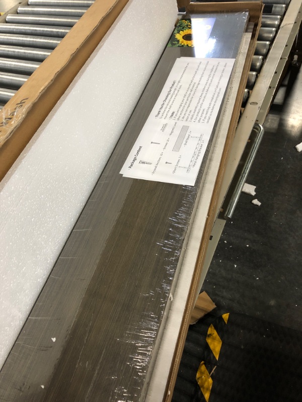 Photo 1 of Axeman 48 Inch Fireplace Mantel Shelf - 8 Inch Deep Rustic Solid Elm Wood Floating Shelf, Wall Mounted Farmhouse Display Shelf with Invisible Heavy Duty Metal Bracket, Grey Grey 48 inches