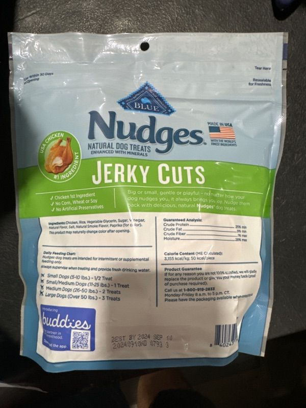 Photo 2 of Blue Buffalo Nudges Jerky Cuts Dog Treats, Made in the USA with Natural Ingredients, Chicken, 10-oz. Bag Chicken 10 Ounce (Pack of 1)