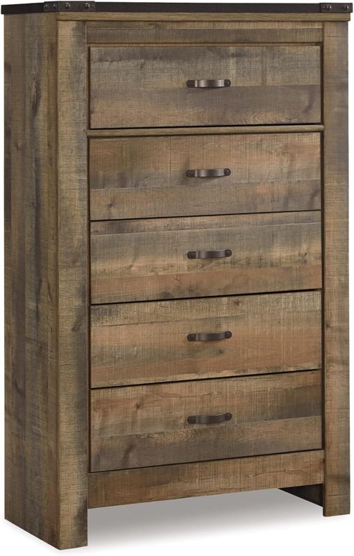 Photo 1 of 
Signature Design by Ashley Trinell Rustic 5 Drawer Chest of Drawers with Nailhead Trim, Warm Brown