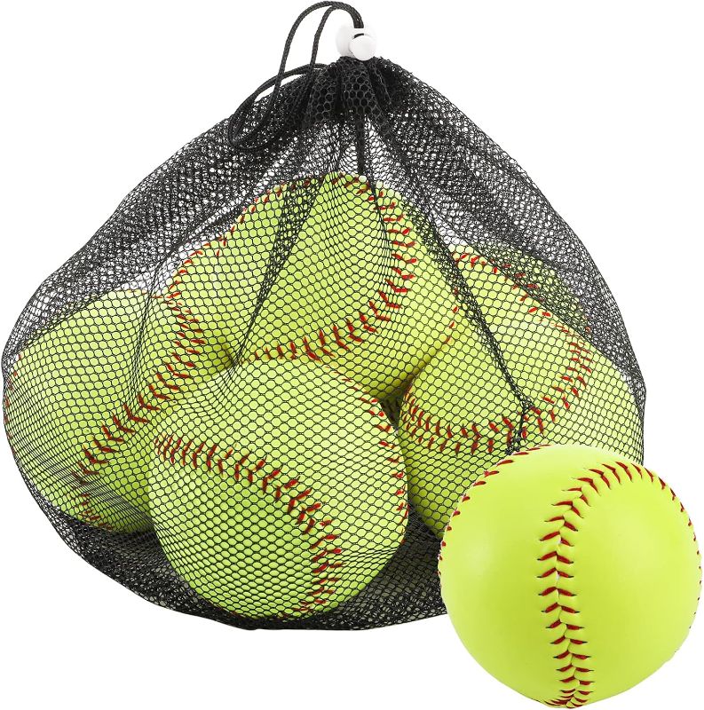 Photo 1 of  Pack Sports Practice Softballs, 12-Inch Official Size and Weight Slowpitch Softball, Unmarked & Leather Covered Training Ball for Games, Practice and Training