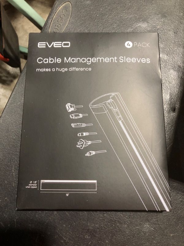 Photo 1 of (4) Cable Management Sleeves - Wire Organizer Cable Sleeves and Wrapper Cord Hider, Cord Cover, PC Cable Management – Cord Management and Wire Covers for Cords – Wire Hider, Cord Management