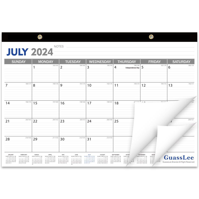 Photo 1 of (5 pack) GuassLee Desk Calendar JAN 2024- JUNE 2025 - 18 Monthly Desktop Calendar 17" x 11.5" Runs with Julian Dates