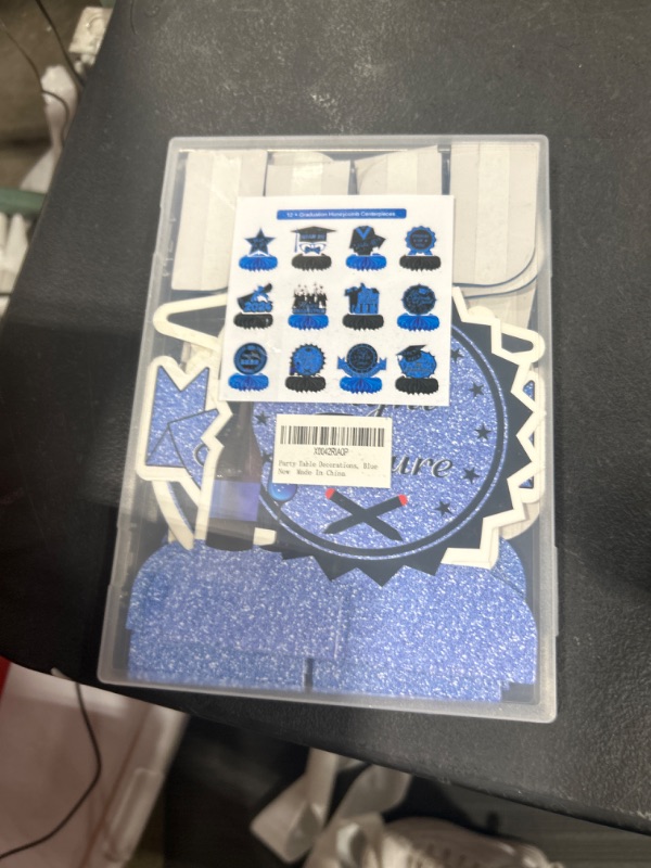 Photo 1 of 12PCS Graduation Decorations Class of 2024, Congrats Grad Table Centerpieces Graduation Honeycomb Centerpieces Grad Party Centerpieces 2024 Graduation Decorations for Party, Blue