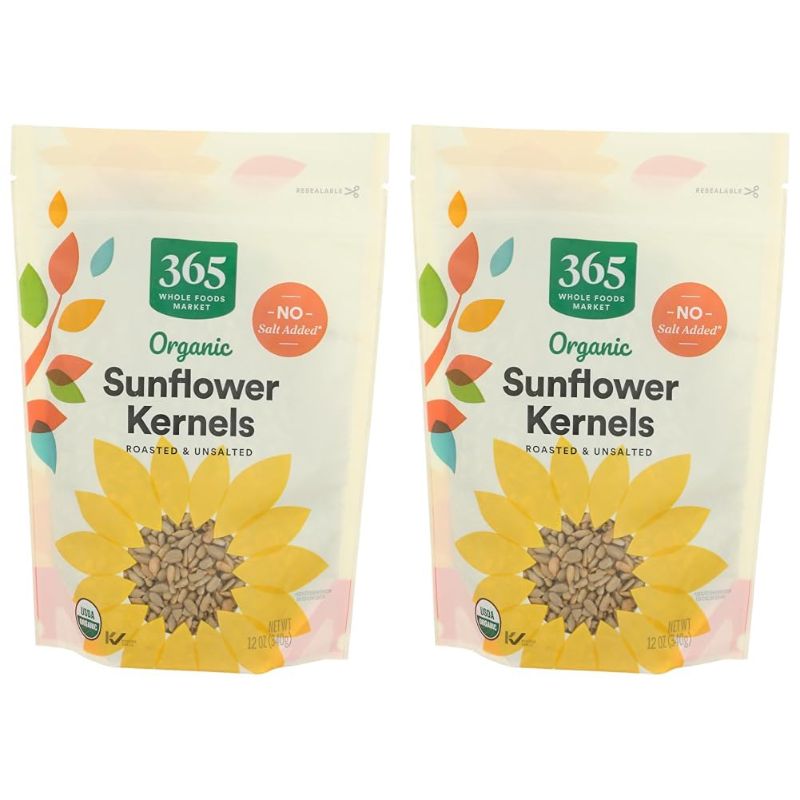 Photo 1 of 365 by Whole Foods Market, Organic Roasted Unsalted Sunflower Kernels, 12 OZ (Pack of 2)
