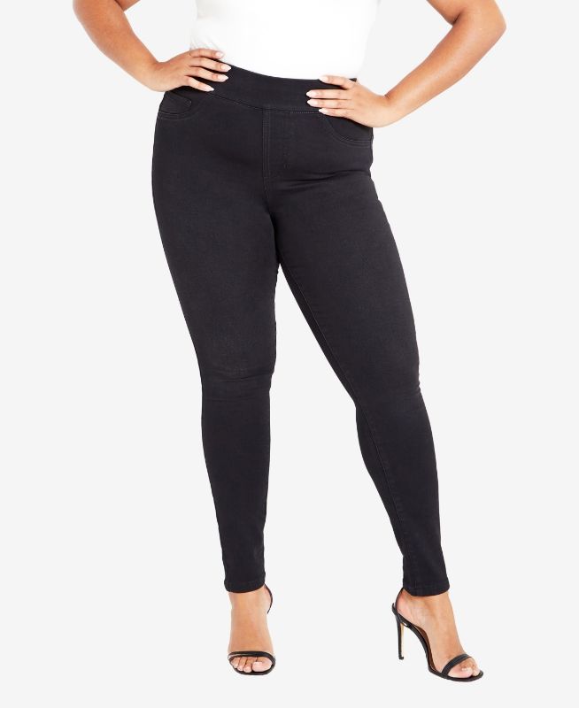 Photo 1 of Avenue Plus Size Hi Rise Jegging Tall Length Jeans - Black
