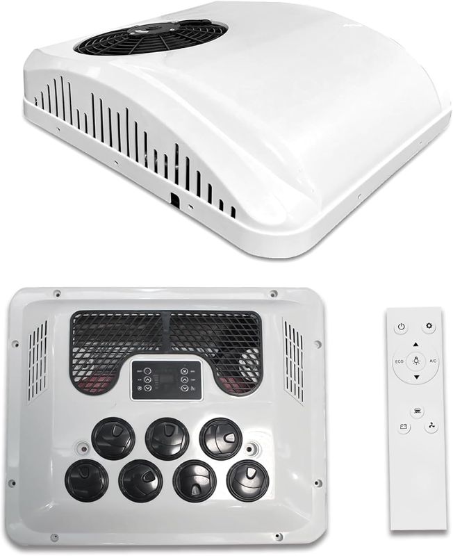 Photo 1 of 12V RV Air Conditioner with Heat 8.5K BTU Universal RV Rooftop AC Unit Heater Combo Quiet 2 in 1 Heating and Cooling for Truck, Trailer, Boat, Motorhome, Camper, Caravan
