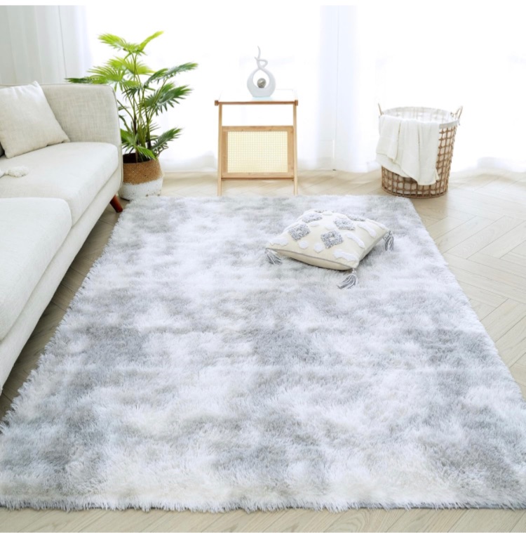 Photo 1 of Area Rug 6x9 Feet High Pile Boho Area Rug Thickened Non-Slip Backing Shaggy Fluffy Rugs for Indoor Floor Carpet for Bedroom Living Room Dorm Office Kids Rug Grey