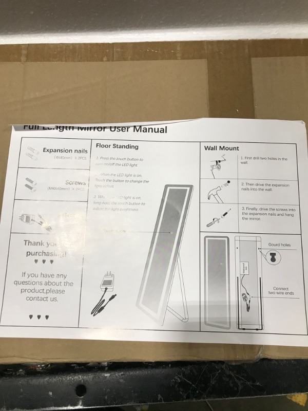 Photo 1 of 65" x 24" Full Length Mirror with Lights and Stand Touch Control - Wall Mounted and Floor Standing Mirror,LED Lighted Full Body Dressing Mirror,Vanity Mirror for Bedroom(White)
