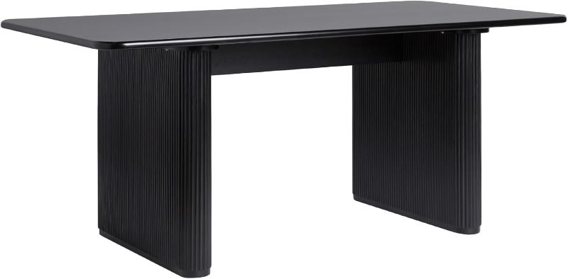 Photo 1 of *PARTIAL SET. BOX 1 OF 2 ONLY* Walker Edison Modern Vertical Reeded Plinth-Base Dining Table, 68 Inch, Black