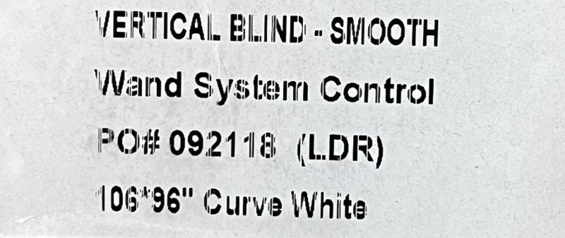 Photo 1 of A BETTER BLIND SMOOTH WHITE FINISH 2” CURVED PVC VERTICAL BLINDS W WAND SYSTEM CONTROL (SET OF 2) 106” X 96”