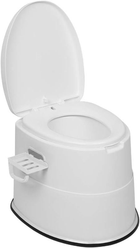 Photo 1 of  Portable Toilet | Indoor Outdoor Commode w/Detachable Inner Bucket & Removable Paper Holder, Lightweight & Compact for Camping, Boat, Van, Emergency Use (White)
