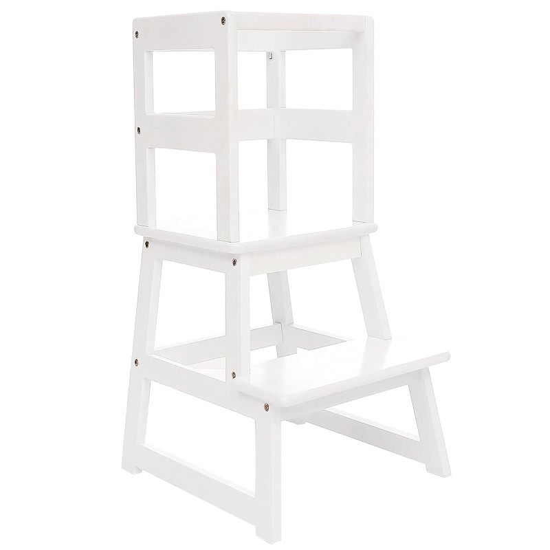 Photo 1 of 
Roll over image to zoom in
SDADI Kids Kitchen Step Stool Holds up to 150 Pounds with Safety Rail, Wide Platform Design, 4 Anti Slip Strips for 18 to 36 Months Old, White