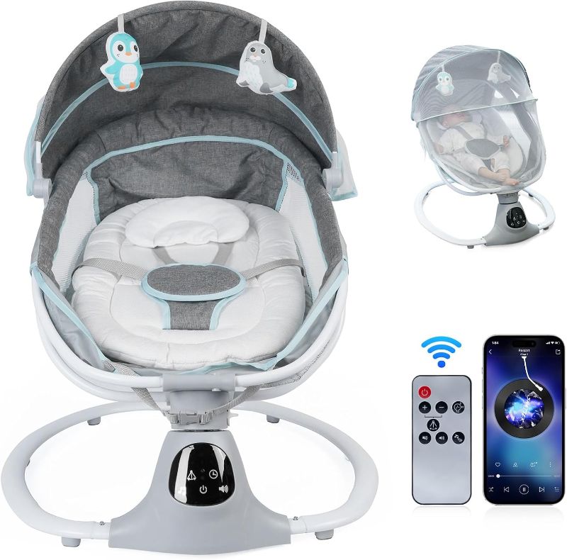 Photo 1 of 
VOCUFU Electric Baby Swing for Infants to Toddler, 12 Music, Remote Control and Bluetooth, Portable Swing for Baby Boy Girl with 5 Swing Speed