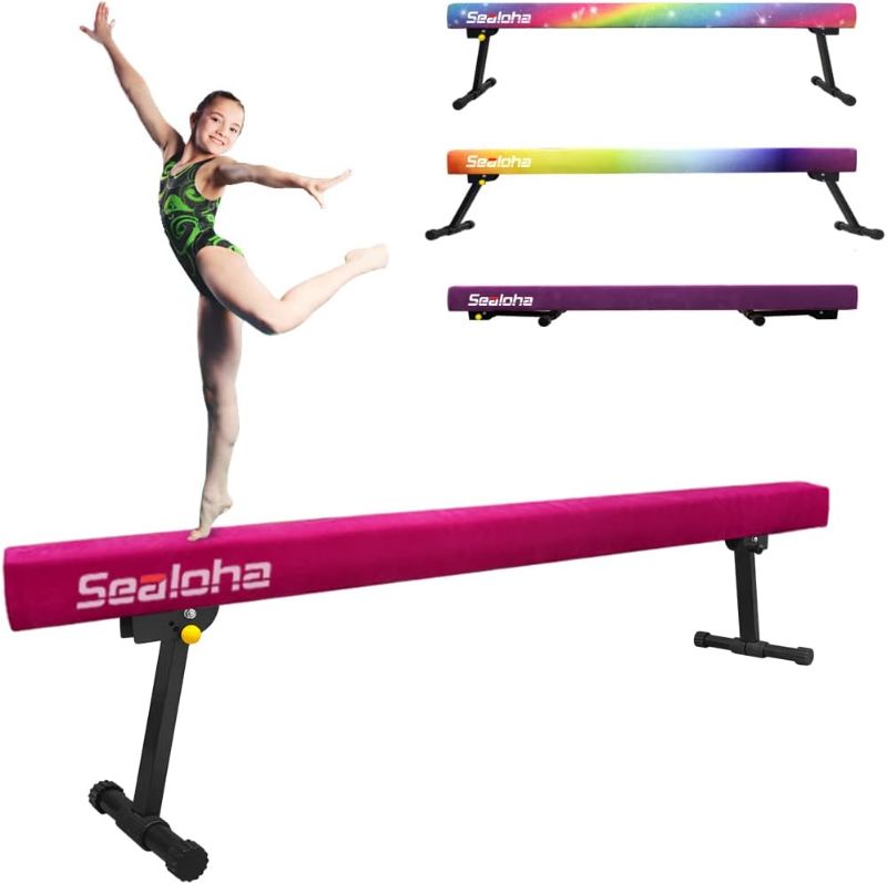 Photo 1 of 8ft Ultrasimple Adjustable&Foldable Balance Beam,High-Low Floor Beam Suede Gymnastics Equipment,No Tool Require, Gymnastics Beam for Training&Professional HomeTraining
