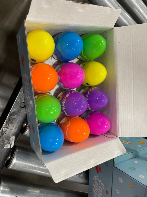 Photo 2 of 12 Pack Easter Eggs with Toys,Easter Basket Stuffers,Vehicle Building Blocks,Prefilled Plastic Easter Eggs Gifts for Boys,Party Favors for Kids Classroom,Toys for 3+ Years Old Boys