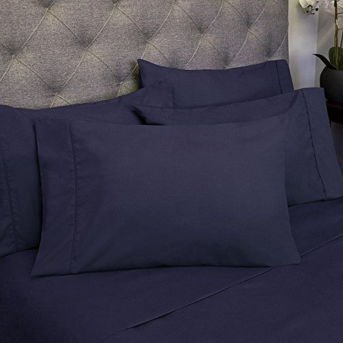 Photo 1 of [Size King] 6 Piece 1500 Thread Count Egyptian Quality Deep Pocket Bed Sheet Set - 2 EXTRA PILLOW CASES, GREAT VALUE - King, Navy
