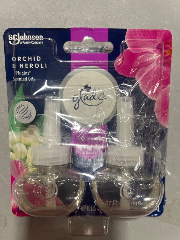 Photo 2 of 2 PACK Glade PlugIns Refills Air Freshener, Scented and Essential Oils for Home and Bathroom, Orchid & Neroli, Fresh Collection 1.34 Fl Oz, 2 Count