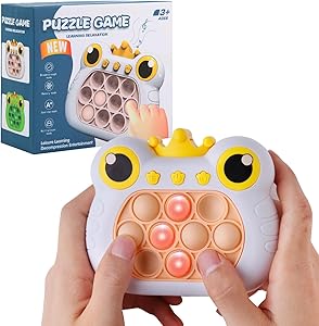 Photo 1 of 2 PACK Pop Fidget Toys Handheld Game for Teens, Push Bubble Light up Puzzle Game Machine & Best Gifts for Kids, Quick Push Games Educational Sensory Toys, Stress Relief Party Favors Toy Age 3-12… (Frog-G)
