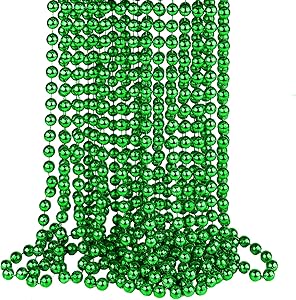 Photo 1 of 12 mm Metallic Green Bead Necklaces, 15pcs 33 Inch Mardi Gras Beads Bulk Round Beaded Necklaces Costume Necklace for Mardi Gras Party Christmas Festive Events, Party Favors
