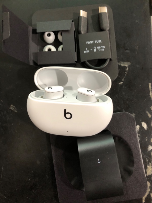 Photo 2 of Beats Studio Buds - True Wireless Noise Cancelling Earbuds - Compatible with Apple & Android, Built-in Microphone, IPX4 Rating, Sweat Resistant Earphones, Class 1 Bluetooth Headphones - White
