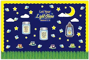 Photo 1 of 112 Pcs Firefly Bulletin Board Cutouts Firefly Cutouts Let Your Light Shine Bulletin Board Mason Jar Bulletin Board Set Paper for Home School Educational and Learning DIY Activities
