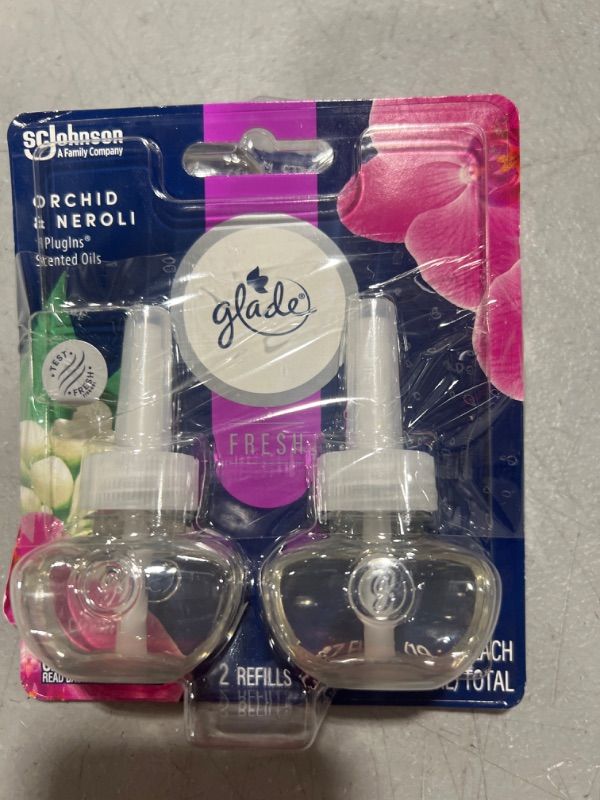 Photo 2 of 2 pack Glade PlugIns Refills Air Freshener, Scented and Essential Oils for Home and Bathroom, Orchid & Neroli, Fresh Collection 1.34 Fl Oz, 2 Count