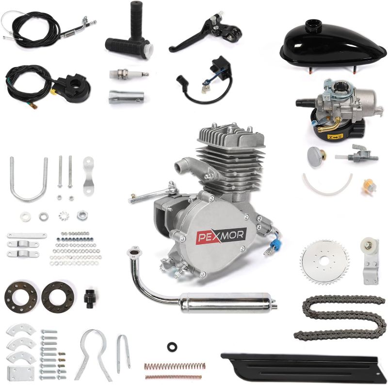 Photo 1 of (fOR pARTS/ MISSING PIECES) PEXMOR 80cc Bicycle Engine Bike Motor Kit, 2 Stroke Gas Motorized Bike Conversion Kit, Gasoline Petrol Bicycle Motor Refit Full Set for 26-28" Bikes with V-Frame,Super Fuel-efficient
