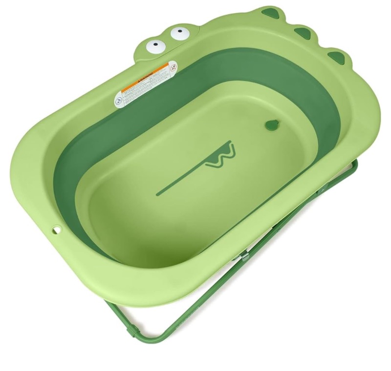 Photo 1 of Beberoad Love Collapsible Toddler Bathtub Portable Travel Toddler Tub Foldable Elevated Bathtub for Toddler 1-3 (Green)