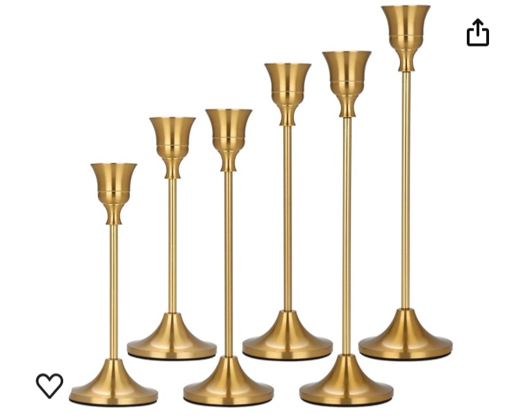 Photo 1 of Brass Gold Candlestick Holders Set of 6, Taper Candle Holders for Table Centerpiece Fits 3/4 inch Candles, Metal Candle Sticks Holder Decor for Home, Wedding, Dinning, Party, Anniversary