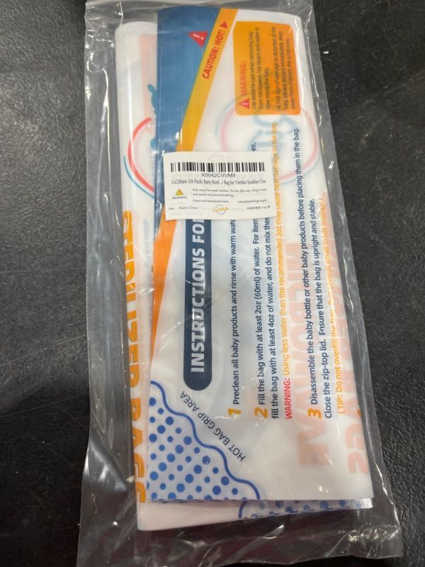 Photo 1 of (10-Pack) Baby Bottle Sterilizer Bag Microwave Steam Sterilizer Bags - 200 Uses Per Pack - Baby Travel Essential Breast Pump Parts Accessories Microwave Sterilizer Bag for Teether Soother Use 11x8 1/4 Inch 10.0