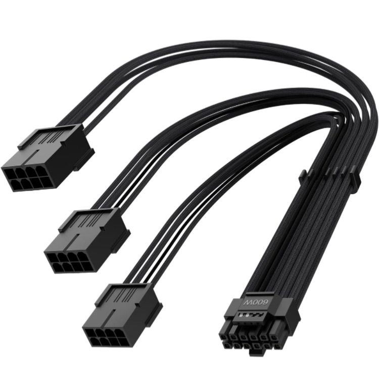 Photo 1 of 12VHPWR 600W PCIe 5.0 Power Extension Cable, PowerBear Gen 5 PSU Adapter, Fits Type-4 PSUs via Three 8-pin PCIe to 12+4 pin 16AWG Connector for RTX 4090 4080 3090TI 4070Ti Graphics Card GPU, 30cm