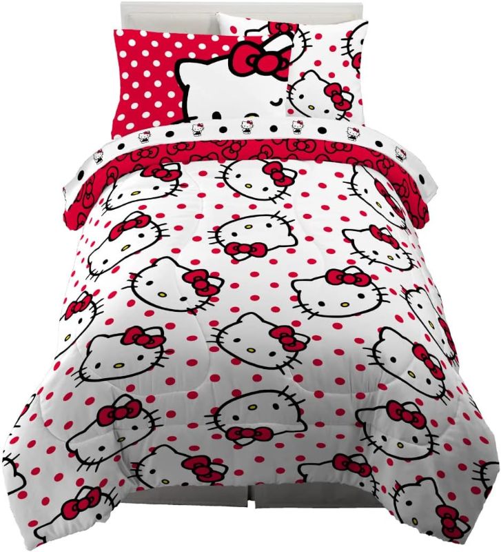 Photo 1 of Franco Collectibles Hello Kitty Polka Dot Bedding 5 Piece Super Soft Comforter and Sheet Set with Sham, QUEEN, (Official Licensed Product)
