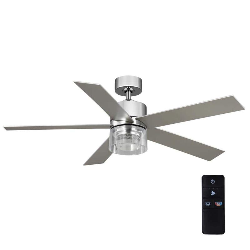 Photo 1 of  Crysalis 52 in. Indoor Chrome Ceiling Fan with Bubble Glass with Adjustable White Integrated LED with Remote Included 