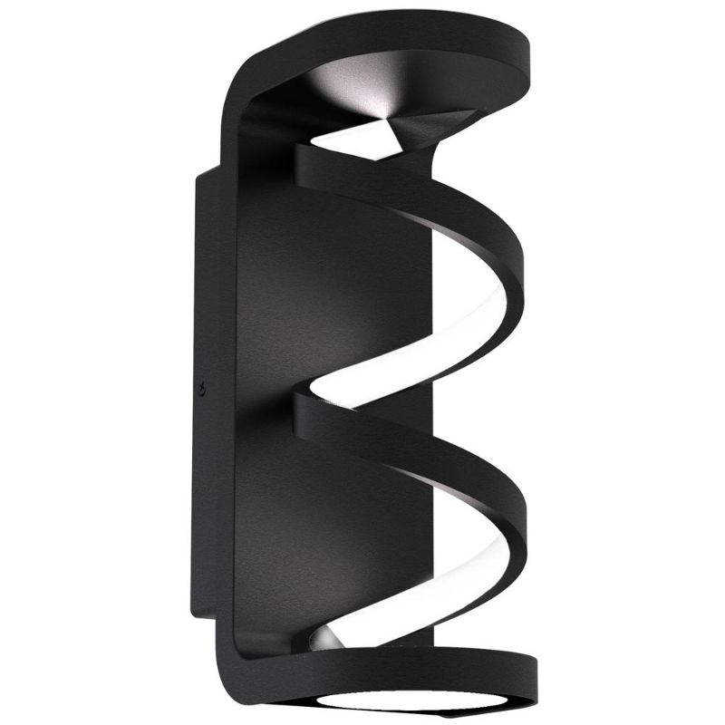 Photo 1 of  Swirl Black Modern 3 CCT Integrated LED Outdoor Hardwired Garage and Porch Light Lantern Sconce 