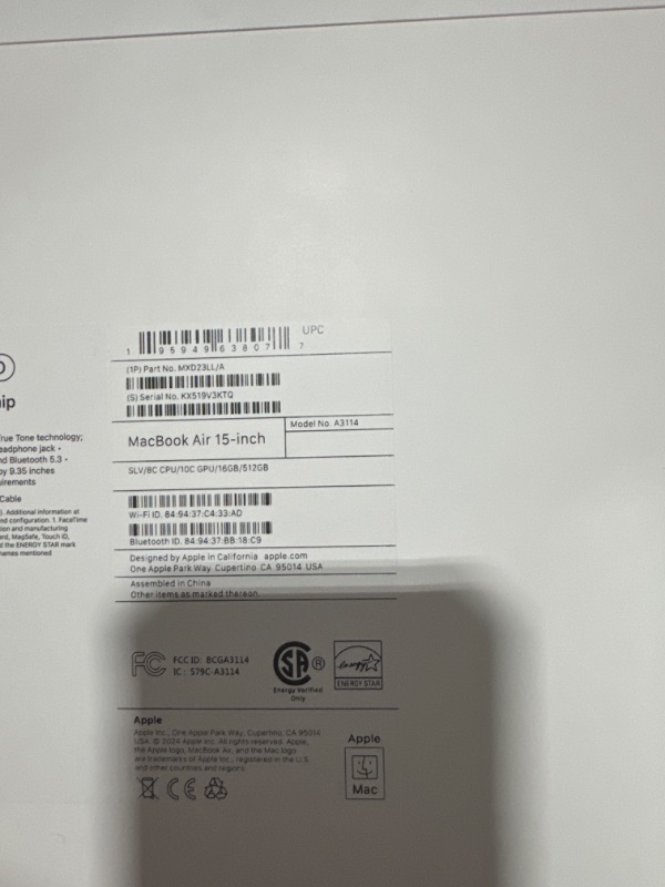 Photo 1 of Apple 2024 MacBook Air 15-inch Laptop with M3 chip: 15.3-inch Liquid Retina Display, 16GB Unified Memory, 512GB SSD Storage, Backlit Keyboard, Touch ID; Silver 16GB RAM 512GB Silver Without AppleCare+ (3 Years)