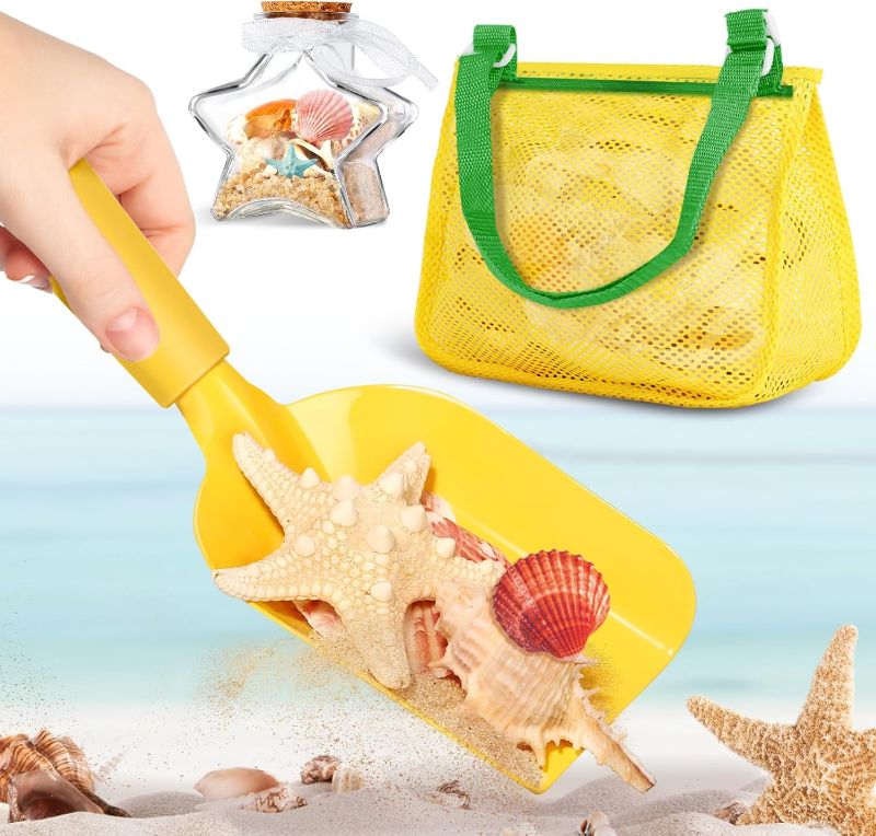Photo 1 of Beach Toys for Kids, Shelling Toys- Sand Shovel, Seashell Glass Bottle for Shelling, Shell Collecting Bags for Boys and Girls Shell Bag for Picking Up Shell