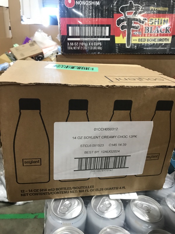 Photo 1 of Soylent Creamy Chocolate Meal Replacement Shake, Ready-to-Drink Plant Based Protein Drink, Contains 20g Complete Vegan Protein and 1g Sugar, 14oz, 12 Pack Chocolate 12