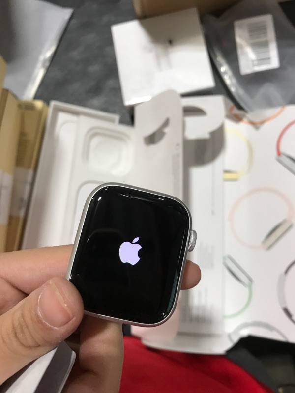 Photo 1 of Apple Watch Series 9 [GPS 45mm] Smartwatch with Silver Aluminum Case with Storm Blue Sport Band M/L. Fitness Tracker, ECG Apps, Always-On Retina Display, Water Resistant Silver Aluminum Case with Storm Blue Sport Band 45mm Case M/L - fits 160–210mm wrists